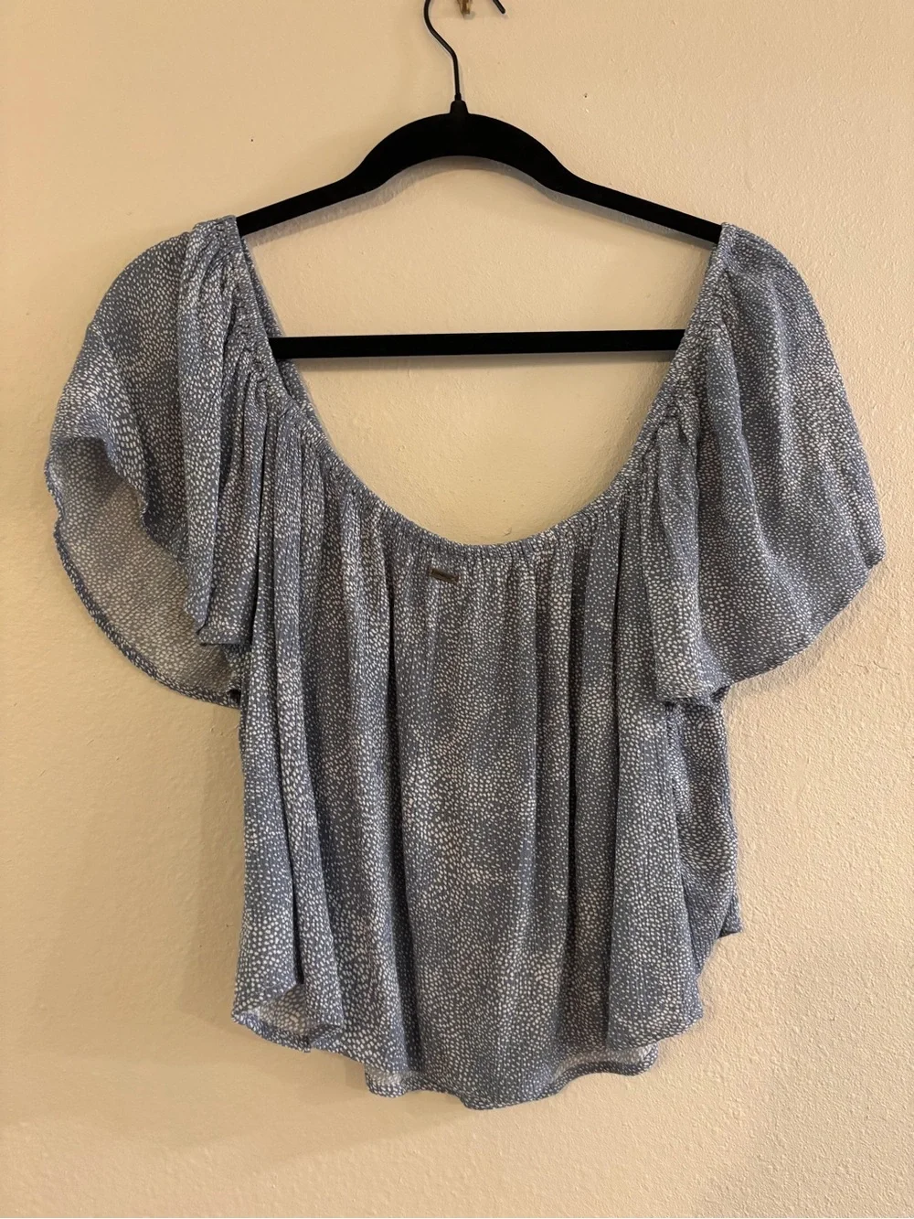 O'Neill Light Blue Puff Sleeve Peasant Blouse - Picture 6 of 6